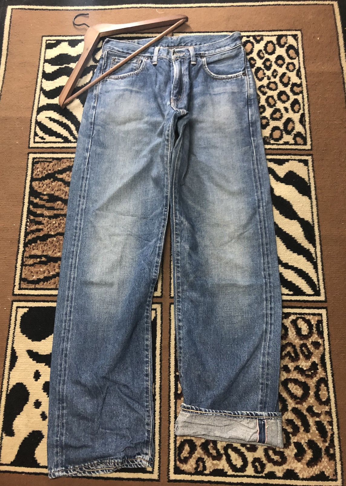 VINTAGE SELVEDGE SOMETHING S505 BLUE WASH DISTRESSED DENIM