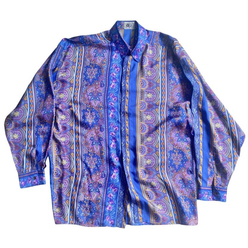 Vintage 90’s V2 Versace Paisley Print Silk Shirt