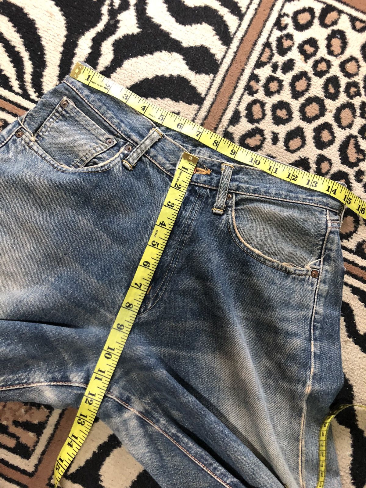 Edwin × Vintage VINTAGE SELVEDGE EDWIN 505x BLUE WASH DISTRESSED DENIM Size US 29 - 15 Thumbnail