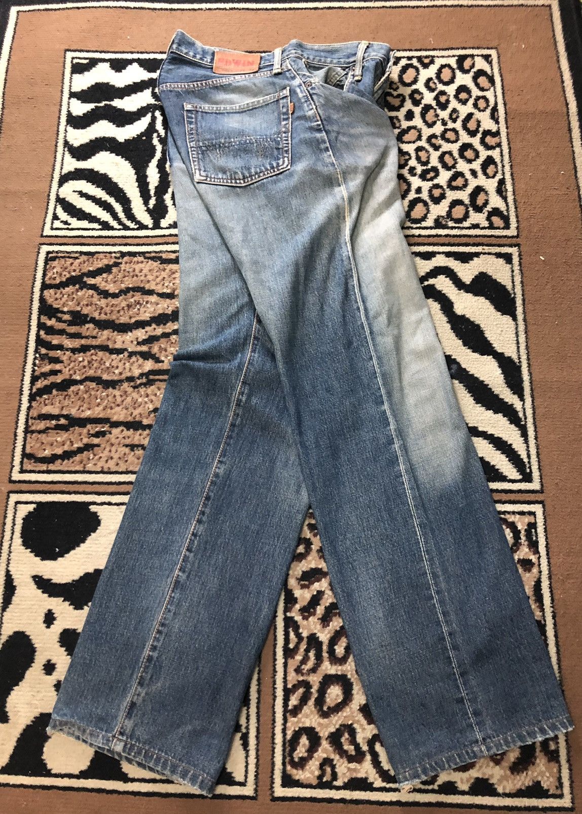 Edwin × Vintage VINTAGE SELVEDGE EDWIN 505x BLUE WASH DISTRESSED DENIM Size US 29 - 14 Thumbnail