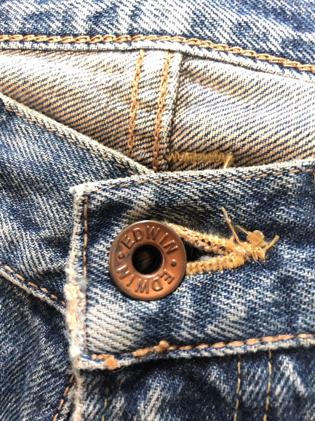 Edwin × Vintage VINTAGE SELVEDGE EDWIN 505x BLUE WASH DISTRESSED DENIM Size US 29 - 5 Thumbnail