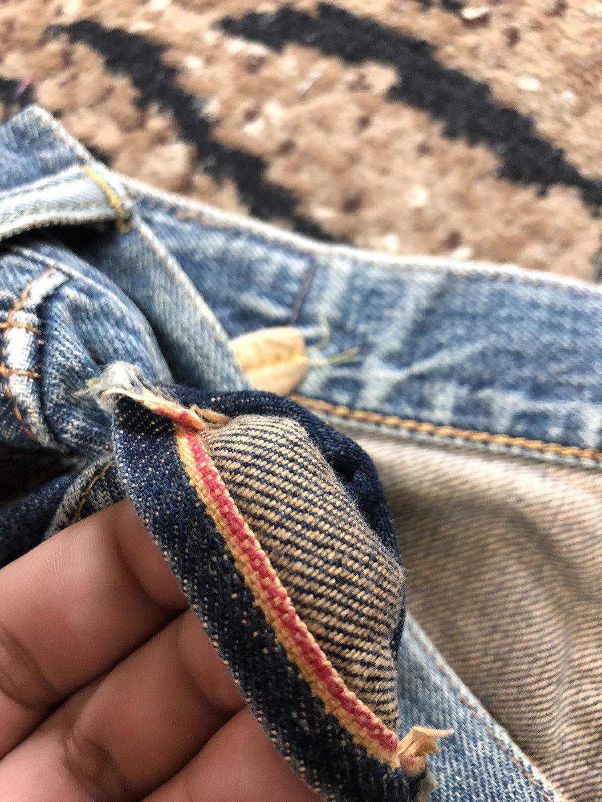Edwin × Vintage VINTAGE SELVEDGE EDWIN 505x BLUE WASH DISTRESSED DENIM Size US 29 - 4 Thumbnail