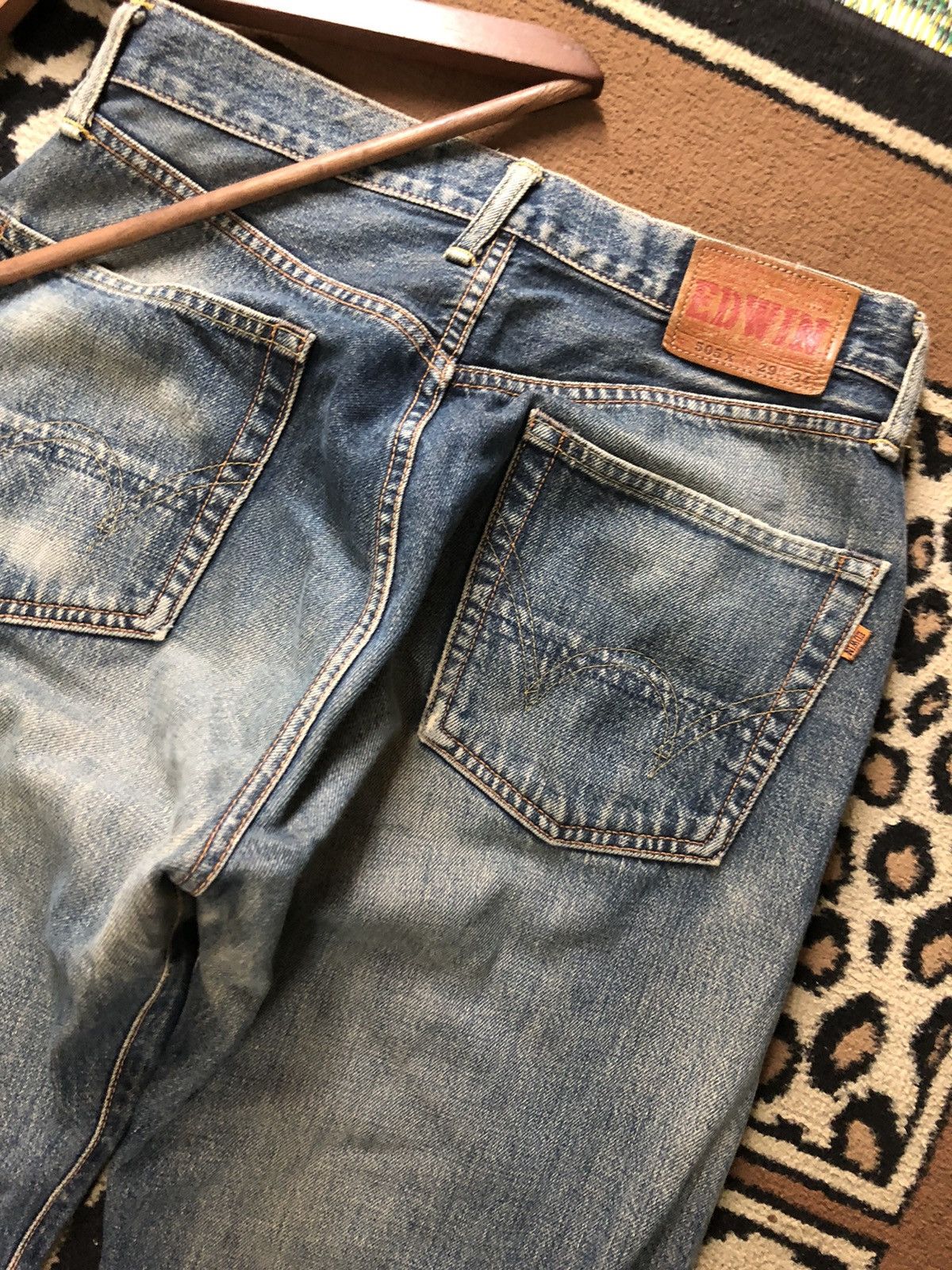 Edwin × Vintage VINTAGE SELVEDGE EDWIN 505x BLUE WASH DISTRESSED DENIM Size US 29 - 10 Thumbnail