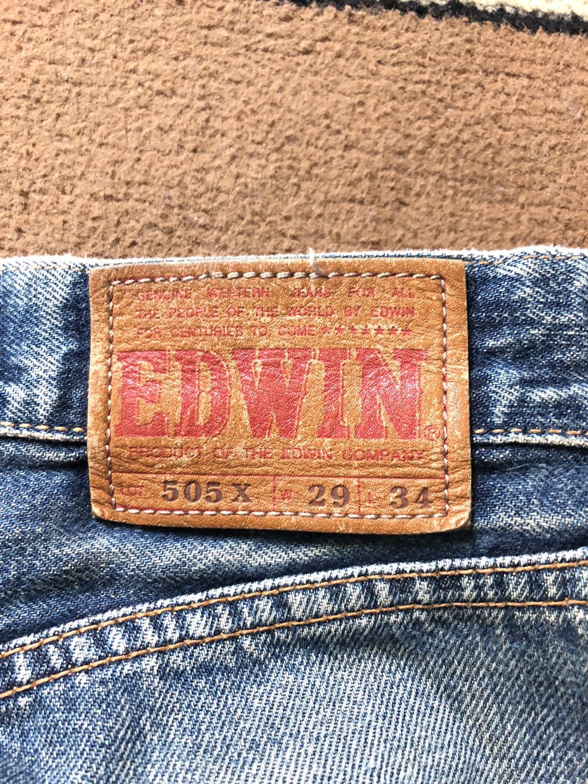 Edwin × Vintage VINTAGE SELVEDGE EDWIN 505x BLUE WASH DISTRESSED DENIM Size US 29 - 12 Thumbnail