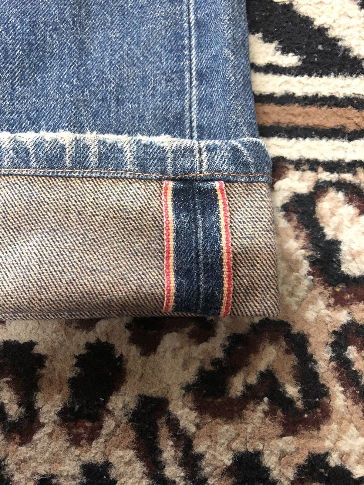 Edwin × Vintage VINTAGE SELVEDGE EDWIN 505x BLUE WASH DISTRESSED DENIM Size US 29 - 3 Thumbnail
