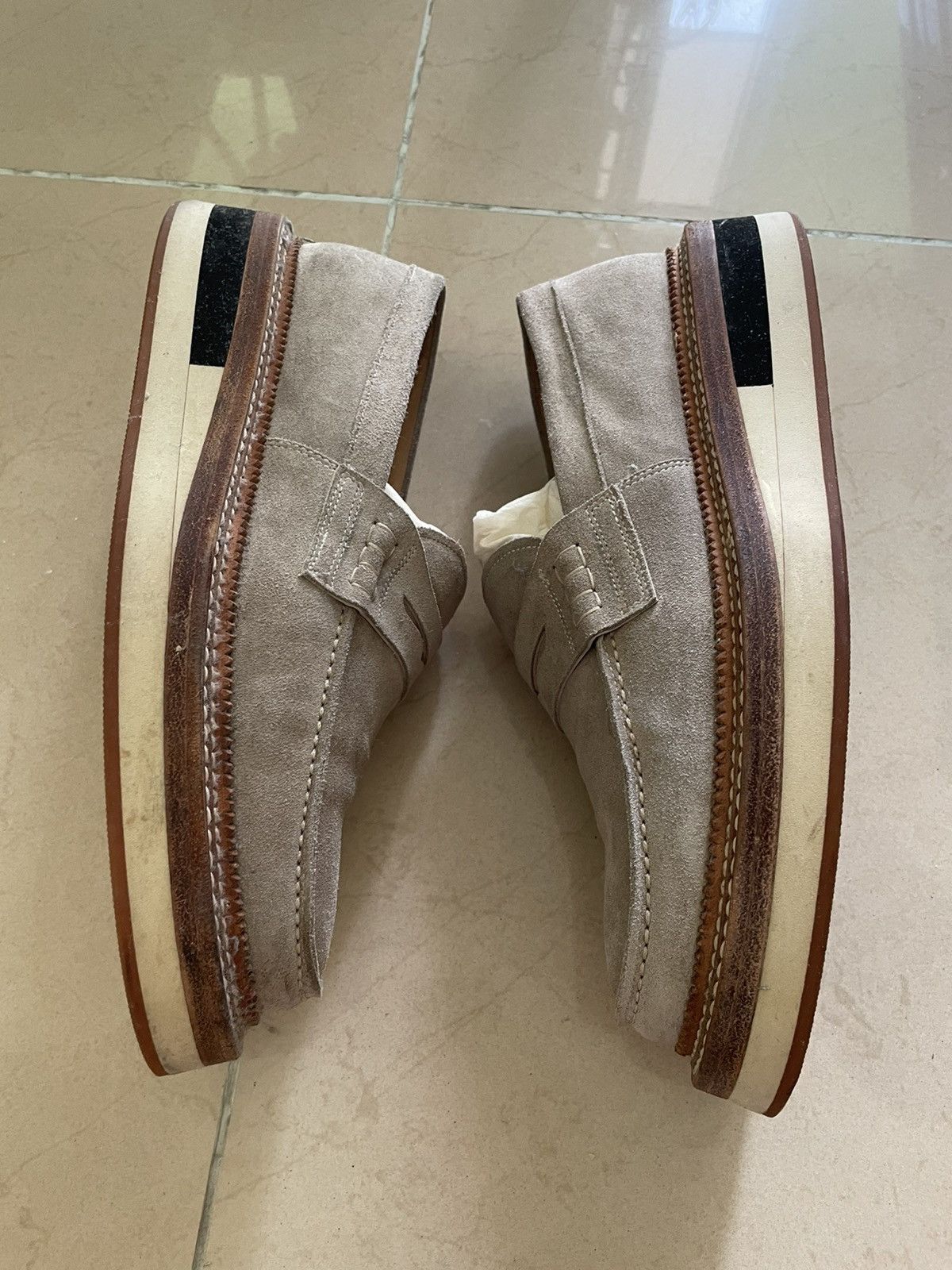 Giuliano Fujiwara Grey Suede Penny Loafers Size US 7.5 / EU 40-41 - 2 Thumbnail