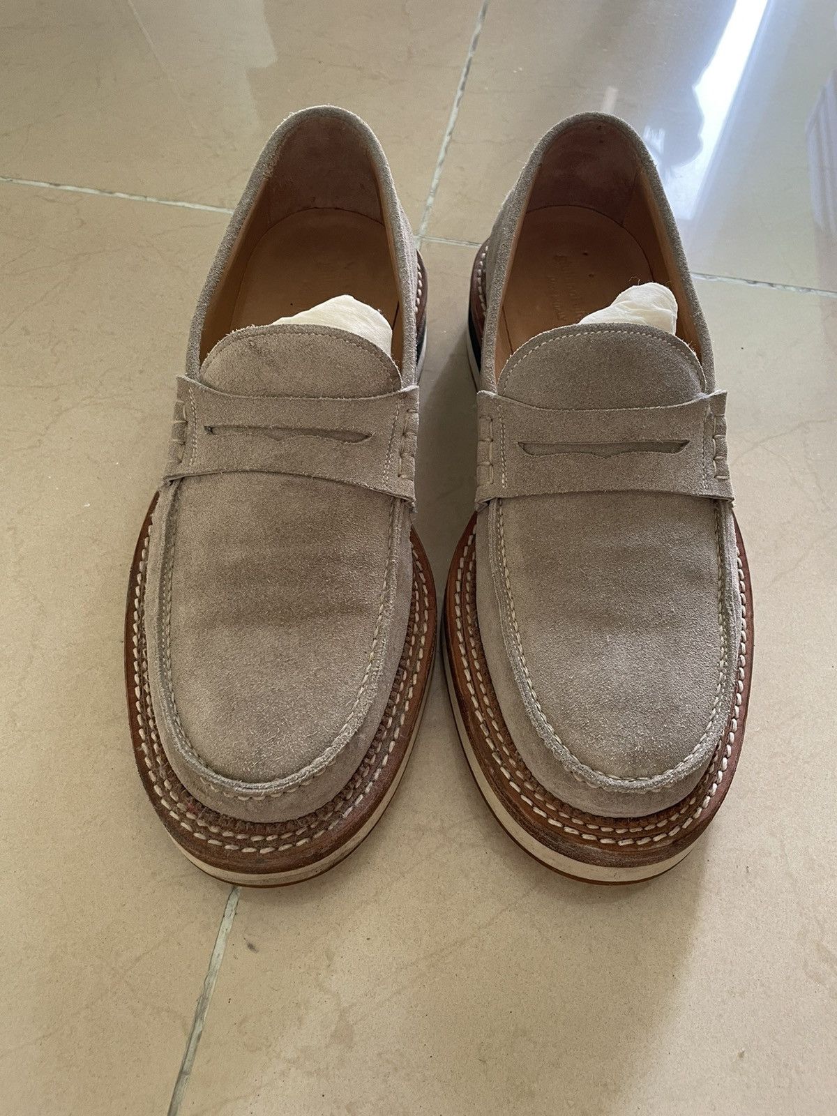Giuliano Fujiwara Grey Suede Penny Loafers Size US 7.5 / EU 40-41 - 1 Thumbnail