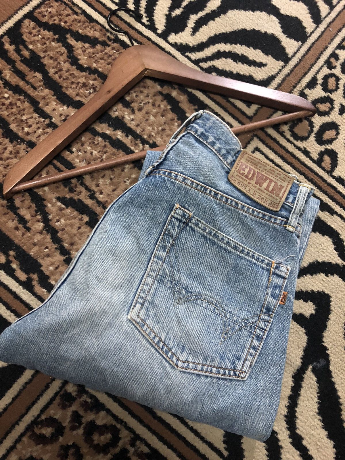 Edwin × Vintage VINTAGE SELVEDGE EDWIN 505x BLUE WASH DISTRESSED DENIM Size US 28 / EU 44 - 17 Thumbnail