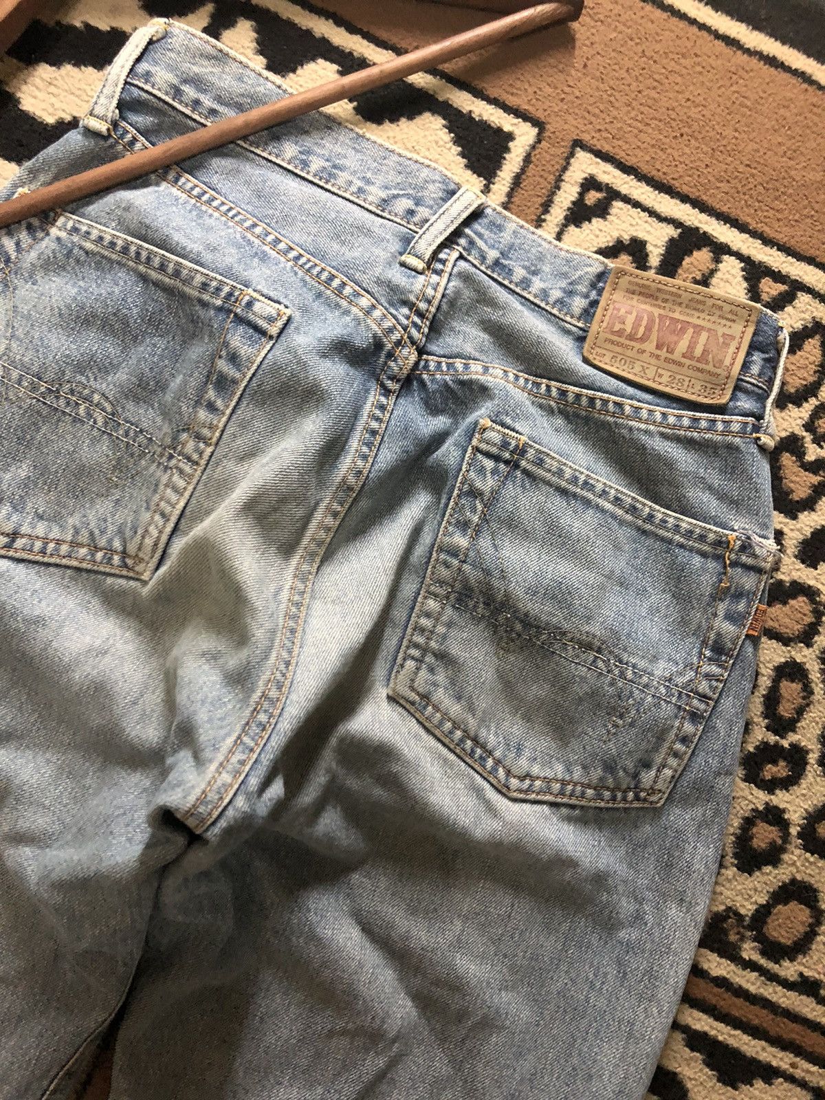 Edwin × Vintage VINTAGE SELVEDGE EDWIN 505x BLUE WASH DISTRESSED DENIM Size US 28 / EU 44 - 9 Thumbnail