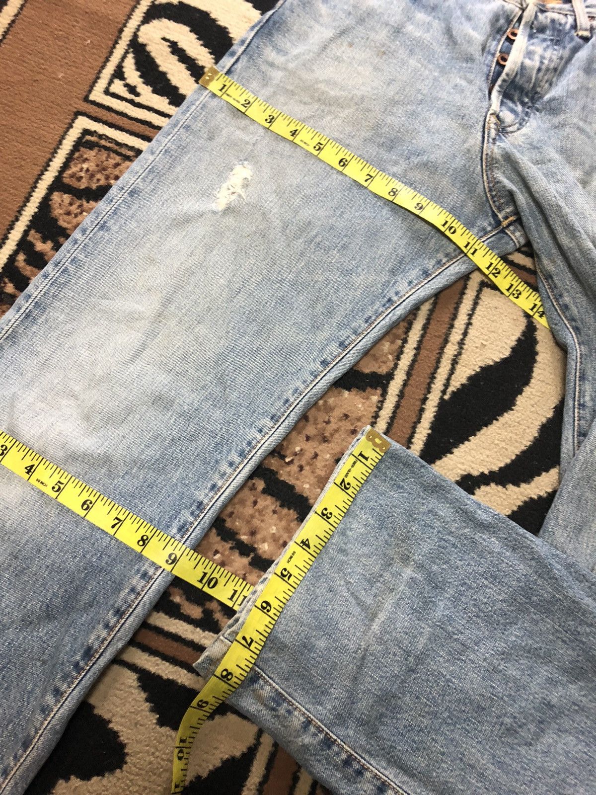 Edwin × Vintage VINTAGE SELVEDGE EDWIN 505x BLUE WASH DISTRESSED DENIM Size US 28 / EU 44 - 16 Thumbnail