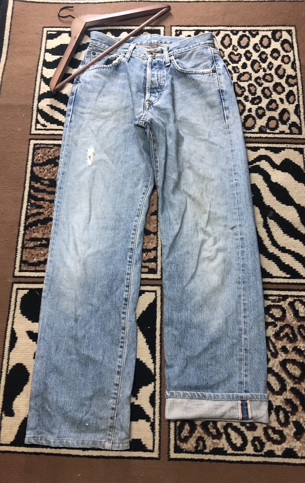 Edwin × Vintage VINTAGE SELVEDGE EDWIN 505x BLUE WASH DISTRESSED DENIM Size US 28 / EU 44 - 1 Thumbnail