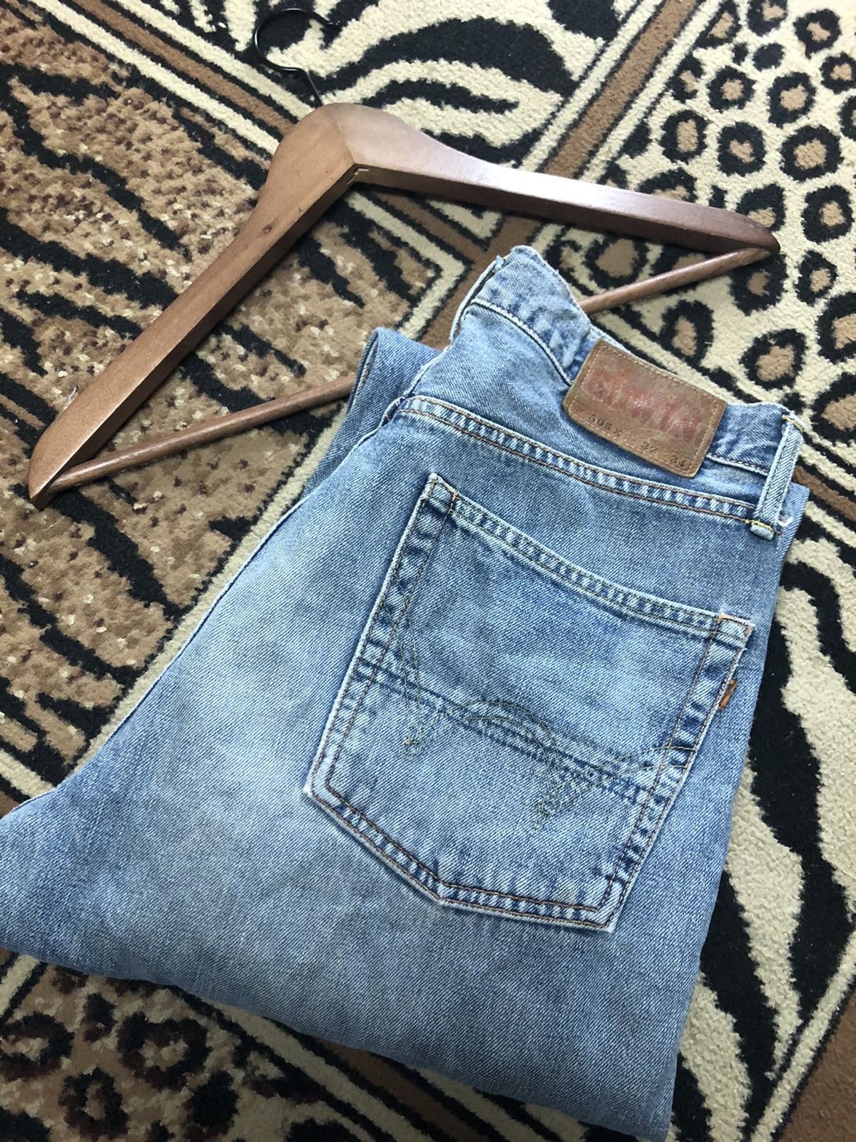 Edwin × Vintage VINTAGE SELVEDGE EDWIN 505x BLUE WASH DISTRESSED DENIM Size US 32 / EU 48 - 18 Thumbnail