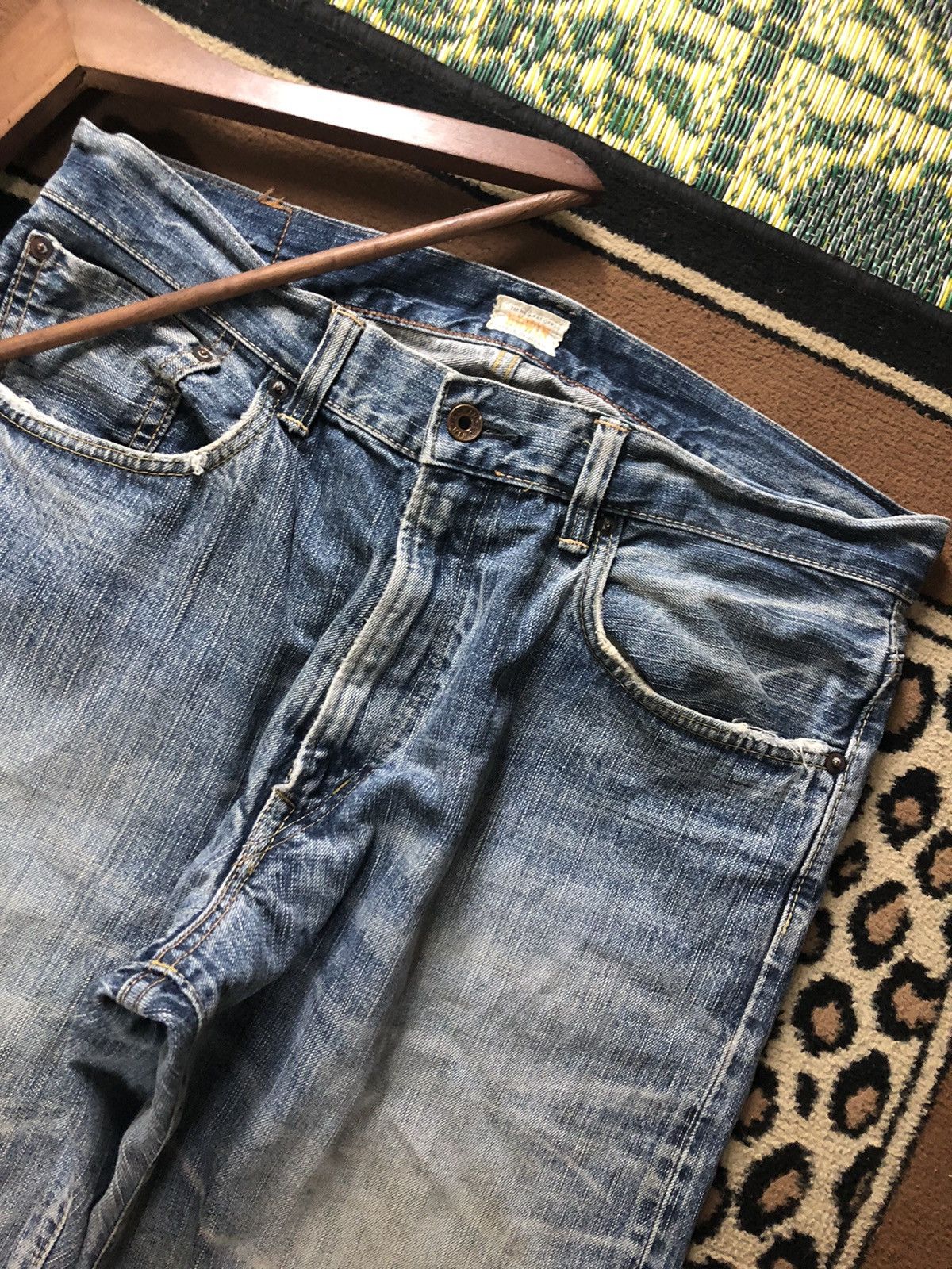 Edwin × Vintage VINTAGE SELVEDGE EDWIN 505z BLUE WASH DISTRESSED DENIM Size US 34 / EU 50 - 2 Thumbnail