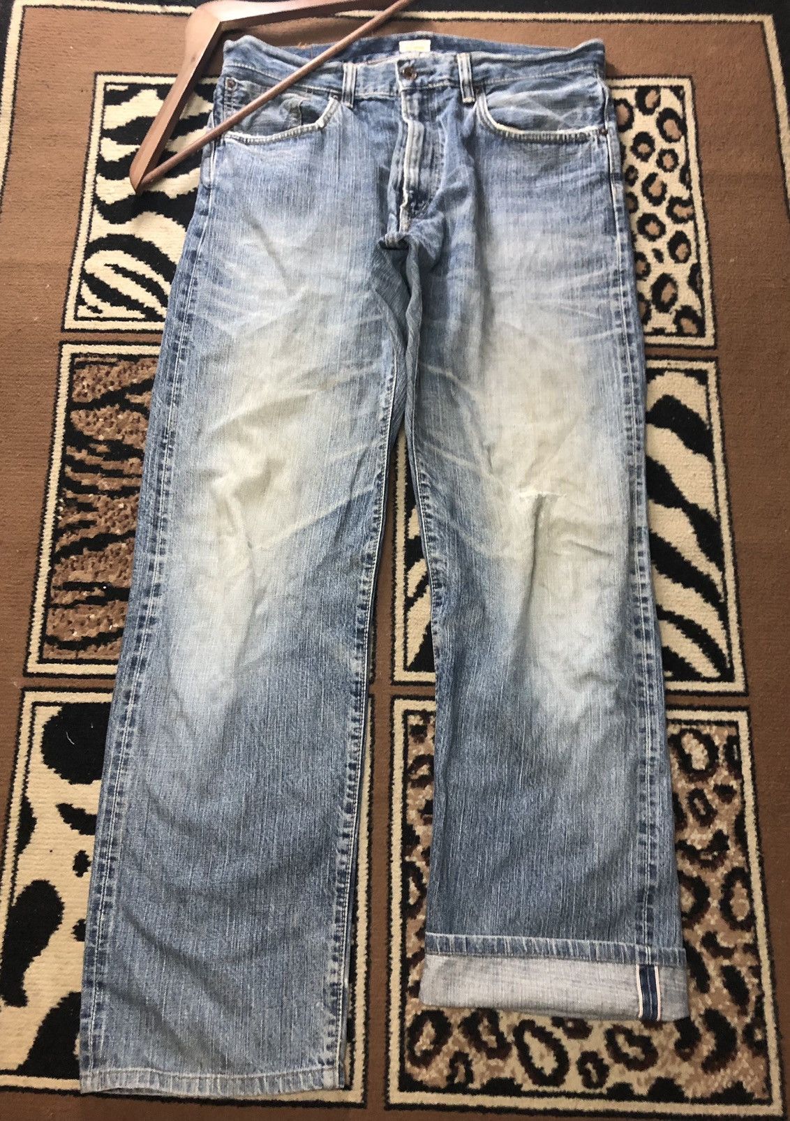 Edwin × Vintage VINTAGE SELVEDGE EDWIN 505z BLUE WASH DISTRESSED DENIM Size US 34 / EU 50 - 1 Thumbnail