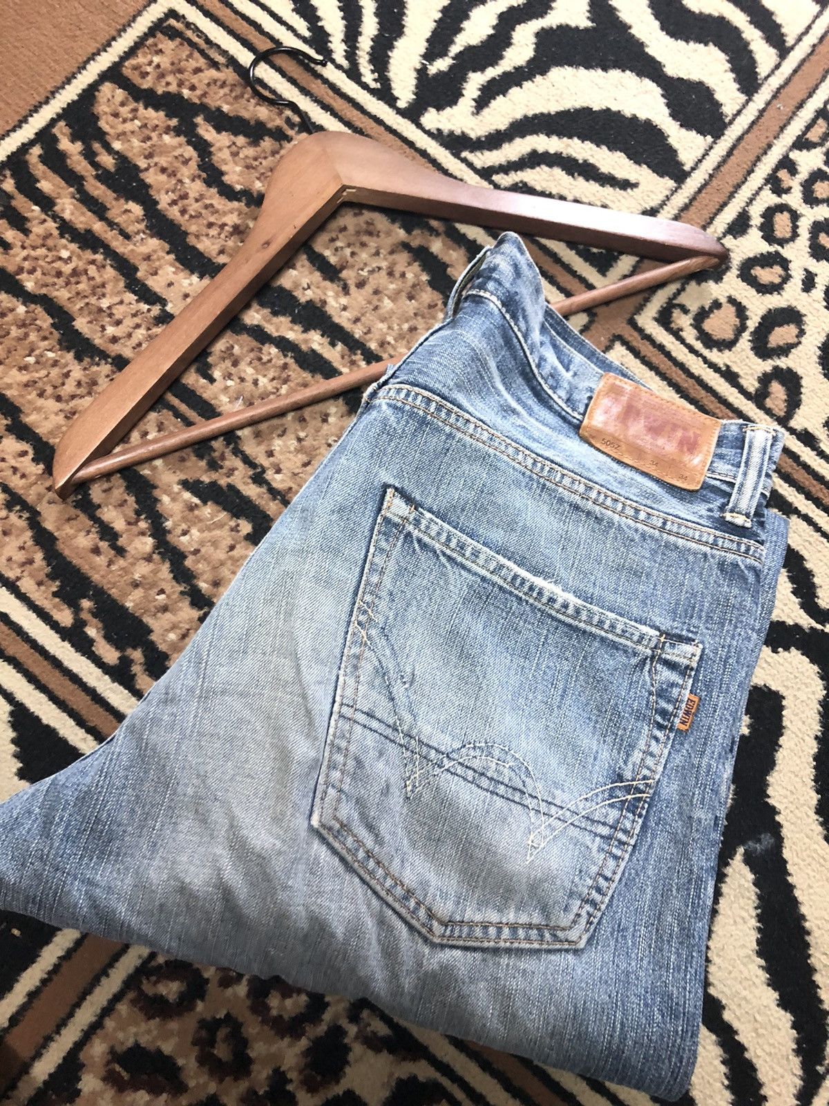 Edwin × Vintage VINTAGE SELVEDGE EDWIN 505z BLUE WASH DISTRESSED DENIM Size US 34 / EU 50 - 18 Thumbnail