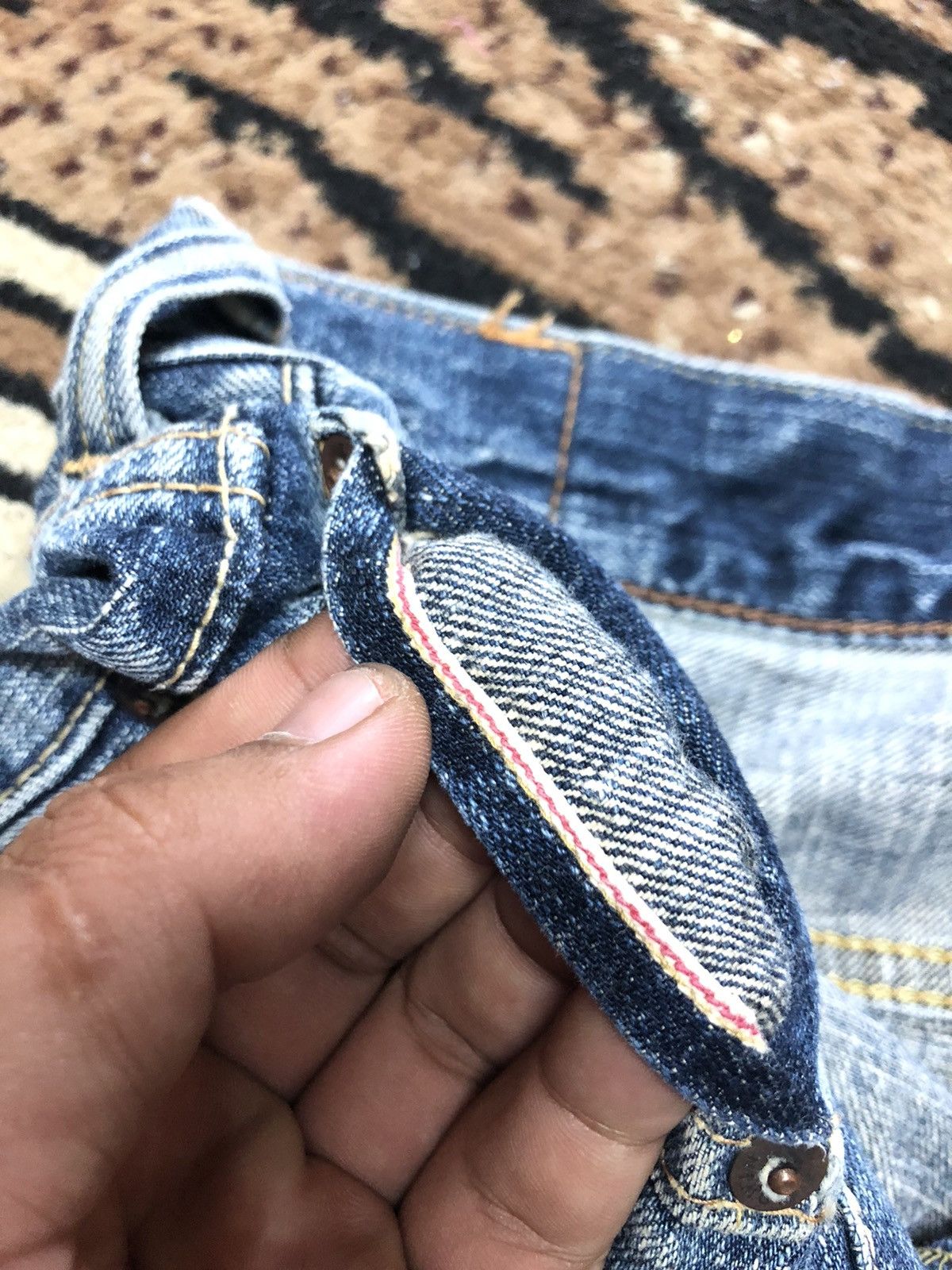 Edwin × Vintage VINTAGE SELVEDGE EDWIN 505z BLUE WASH DISTRESSED DENIM Size US 34 / EU 50 - 4 Thumbnail