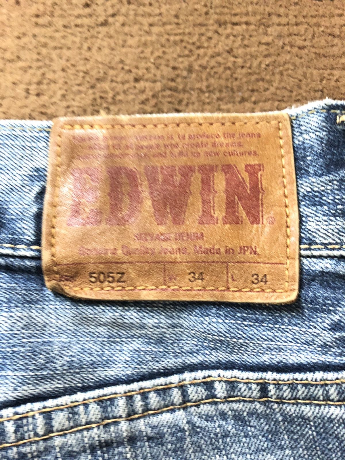 Edwin × Vintage VINTAGE SELVEDGE EDWIN 505z BLUE WASH DISTRESSED DENIM Size US 34 / EU 50 - 12 Thumbnail