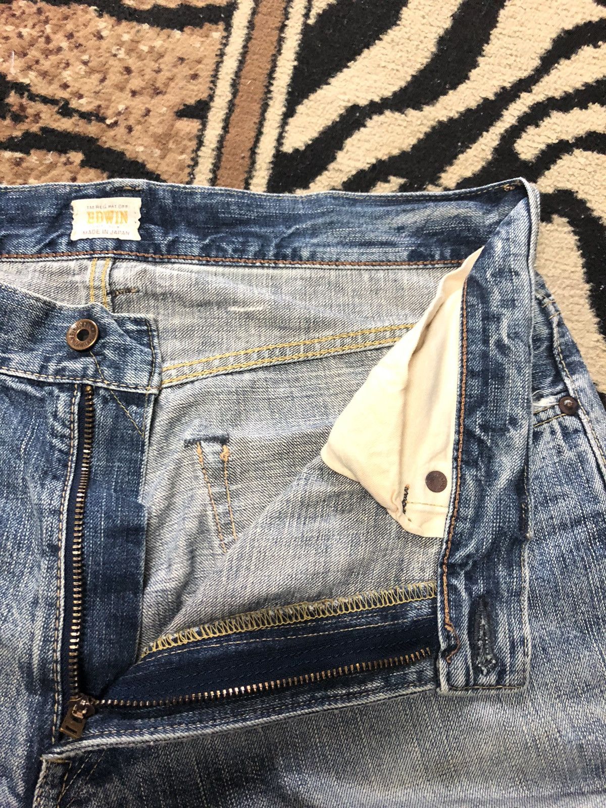 Edwin × Vintage VINTAGE SELVEDGE EDWIN 505z BLUE WASH DISTRESSED DENIM Size US 34 / EU 50 - 5 Thumbnail