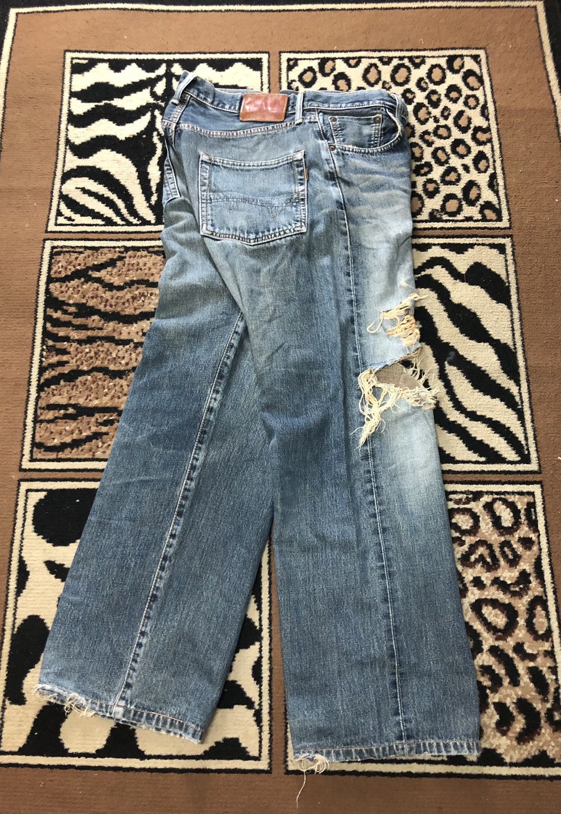 Edwin × Vintage VINTAGE SELVEDGE EDWIN 505 BLUE WASH DISTRESED GRUNGE DENIM Size US 31 - 14 Thumbnail