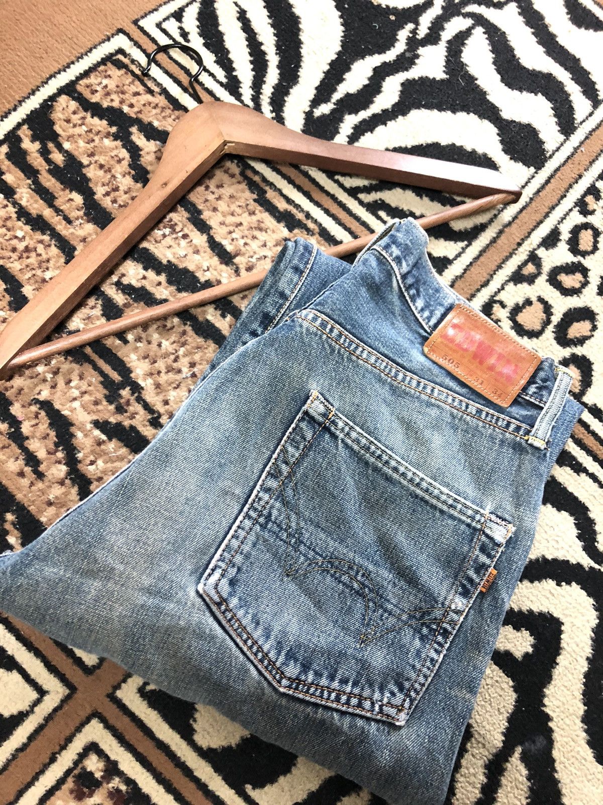 Edwin × Vintage VINTAGE SELVEDGE EDWIN 505 BLUE WASH DISTRESED GRUNGE DENIM Size US 31 - 18 Thumbnail