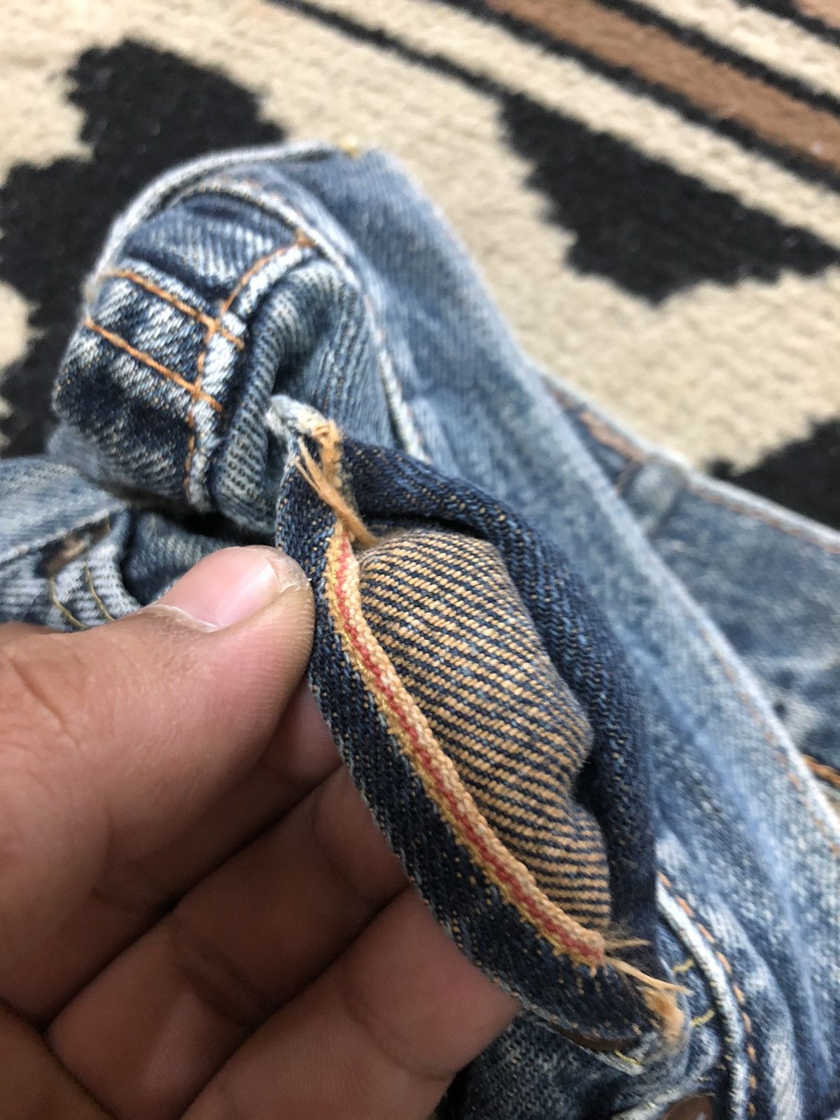 Edwin × Vintage VINTAGE SELVEDGE EDWIN 505 BLUE WASH DISTRESED GRUNGE DENIM Size US 31 - 4 Thumbnail