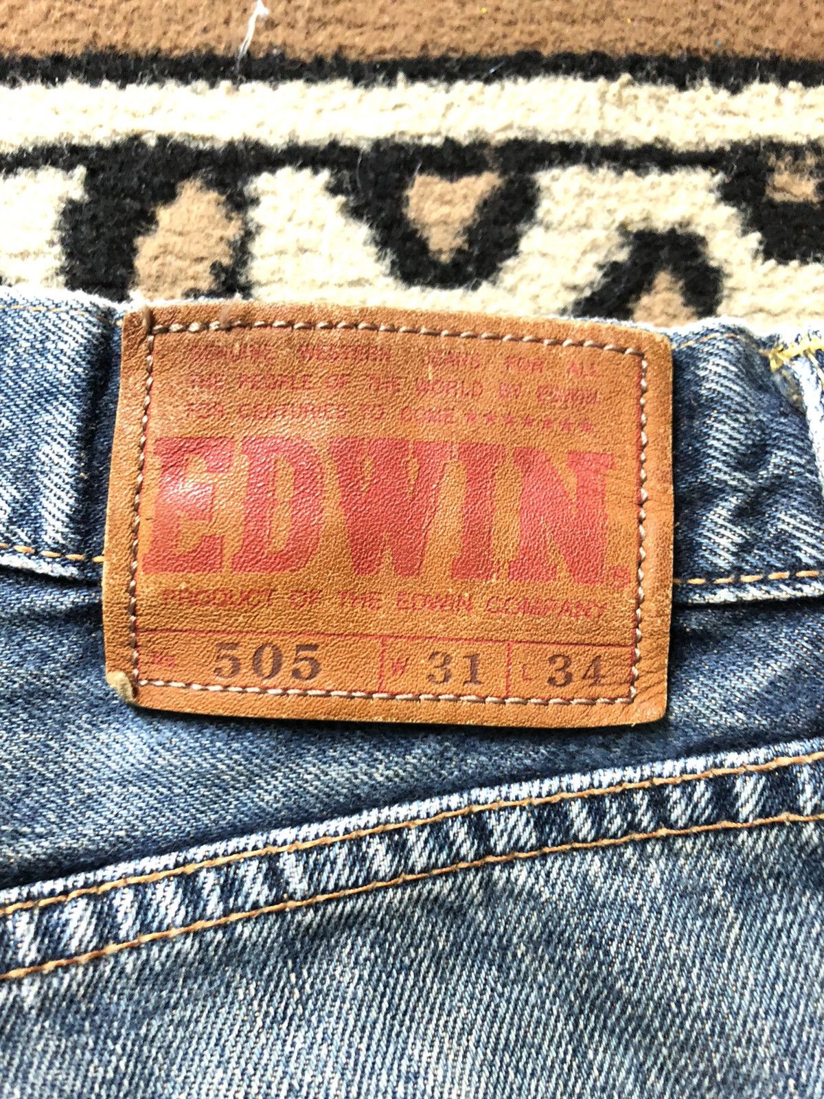 Edwin × Vintage VINTAGE SELVEDGE EDWIN 505 BLUE WASH DISTRESED GRUNGE DENIM Size US 31 - 12 Thumbnail