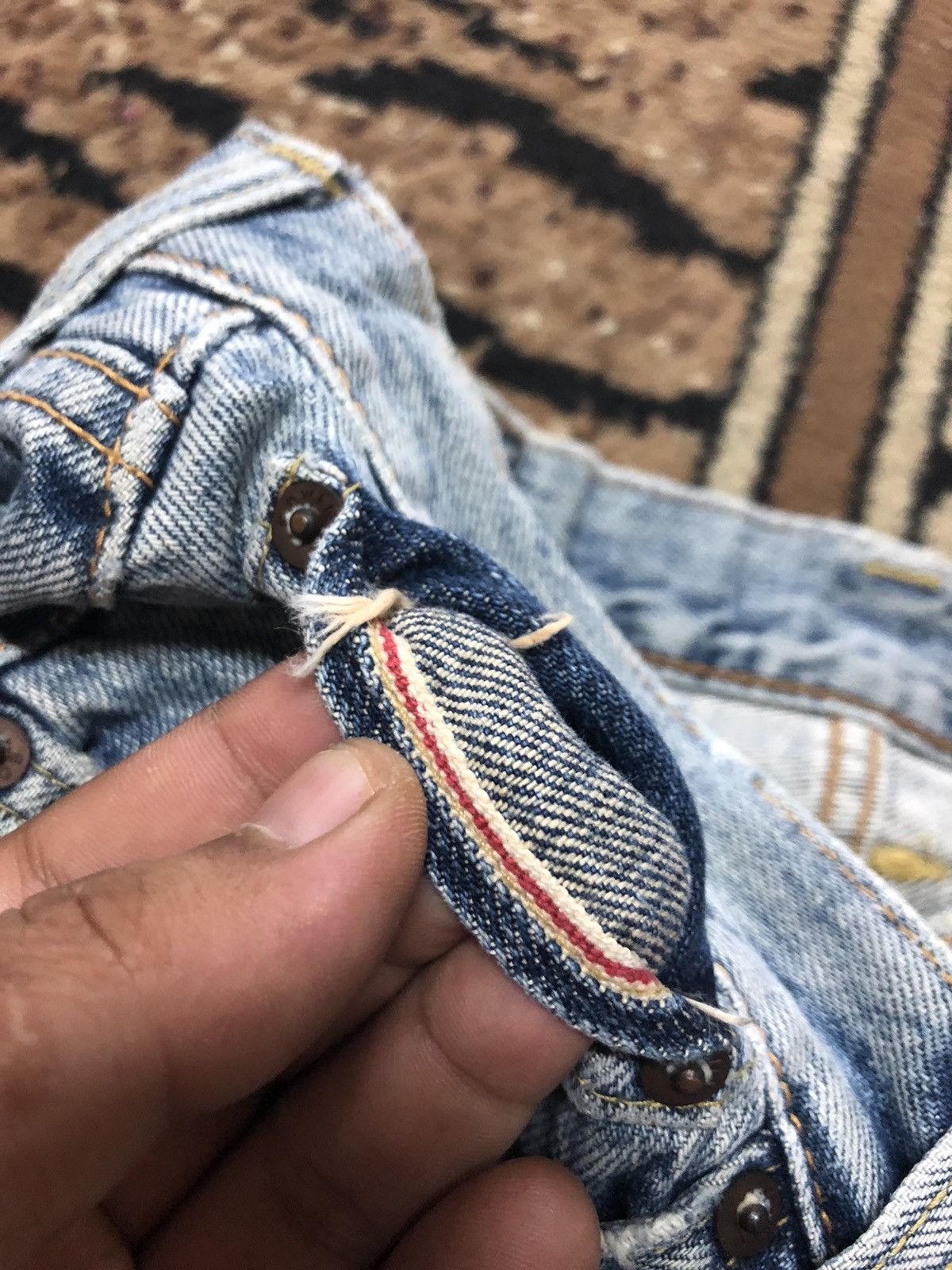 Edwin × Vintage VINTAGE SELVEDGE EDWIN 505 BLUE WASH DISTRESSED DENIM Size US 29 - 4 Thumbnail