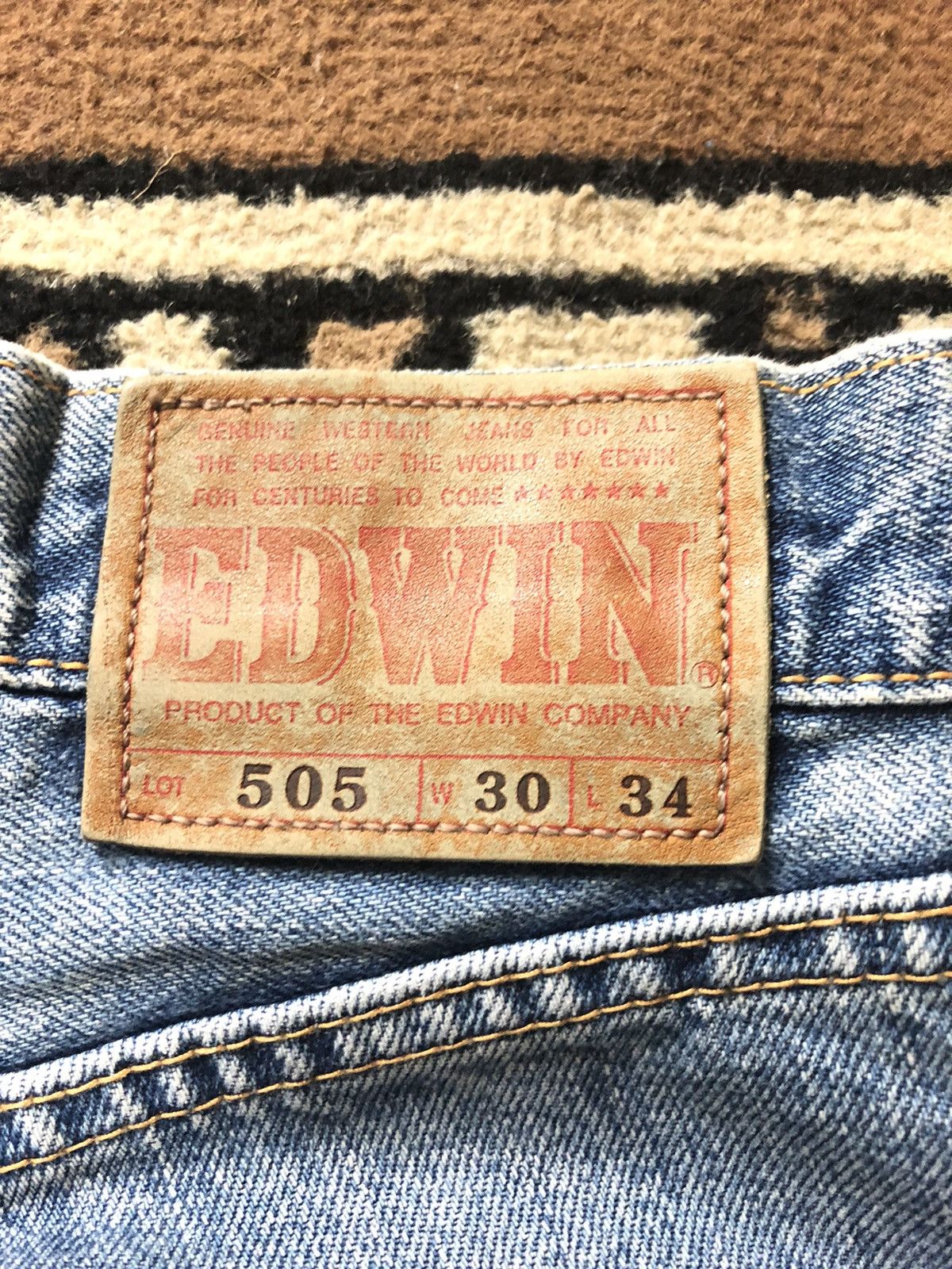 Edwin × Vintage VINTAGE SELVEDGE EDWIN 505 BLUE WASH DISTRESSED DENIM Size US 29 - 12 Thumbnail