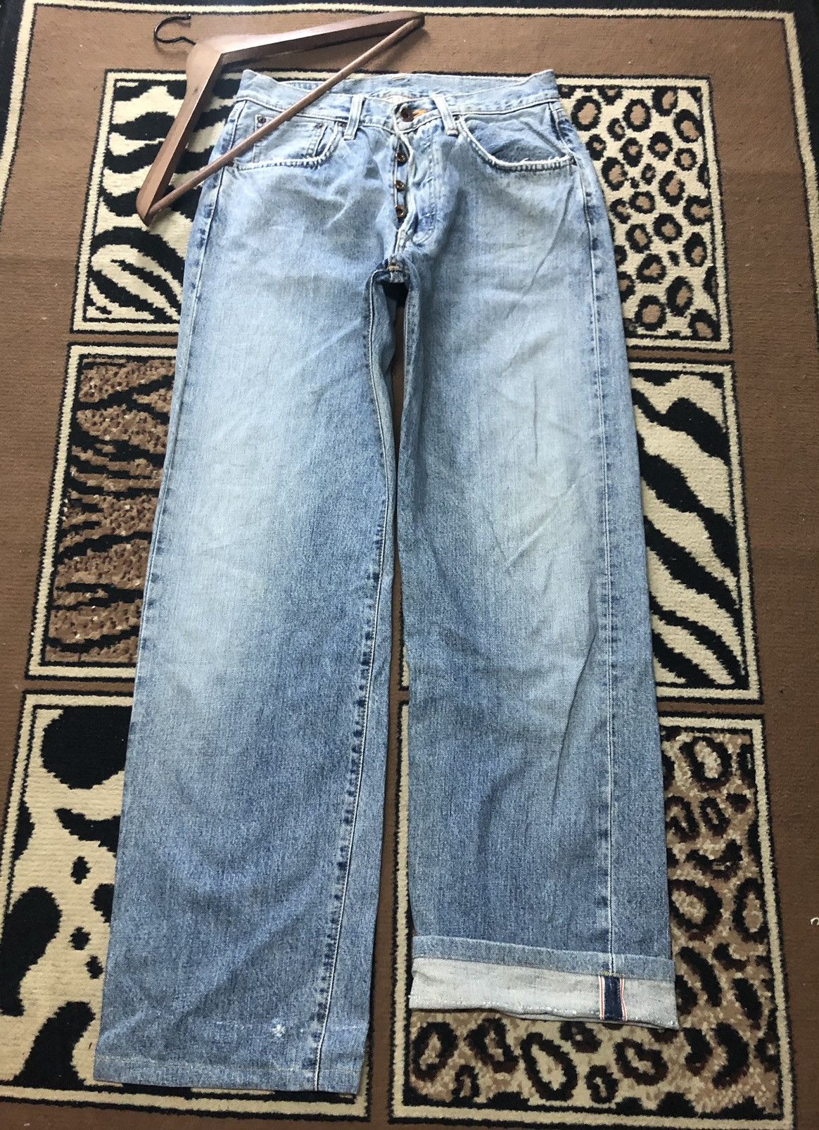 Edwin × Vintage VINTAGE SELVEDGE EDWIN 505 BLUE WASH DISTRESSED DENIM Size US 29 - 1 Thumbnail