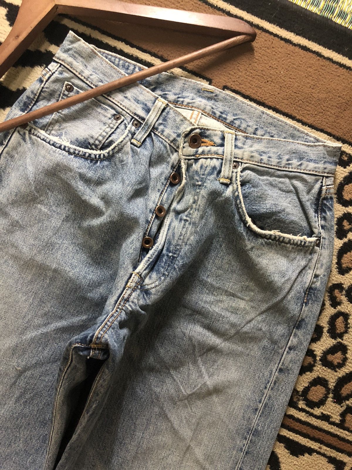 Edwin × Vintage VINTAGE SELVEDGE EDWIN 505 BLUE WASH DISTRESSED DENIM Size US 29 - 2 Thumbnail