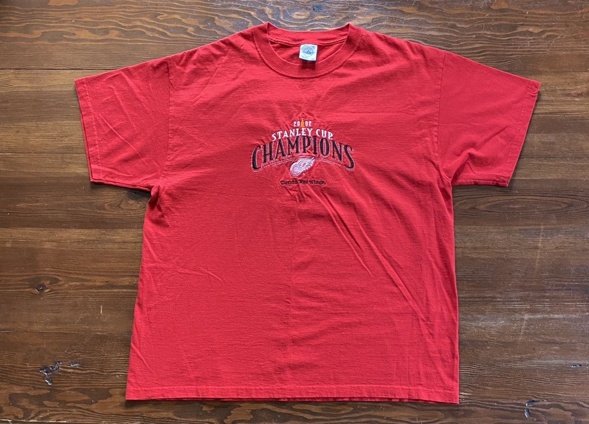 NHL Vintage 2002 Detroit Red Wings Stanley Cup Embroidery Tee Size US XL / EU 56 / 4 - 1 Thumbnail