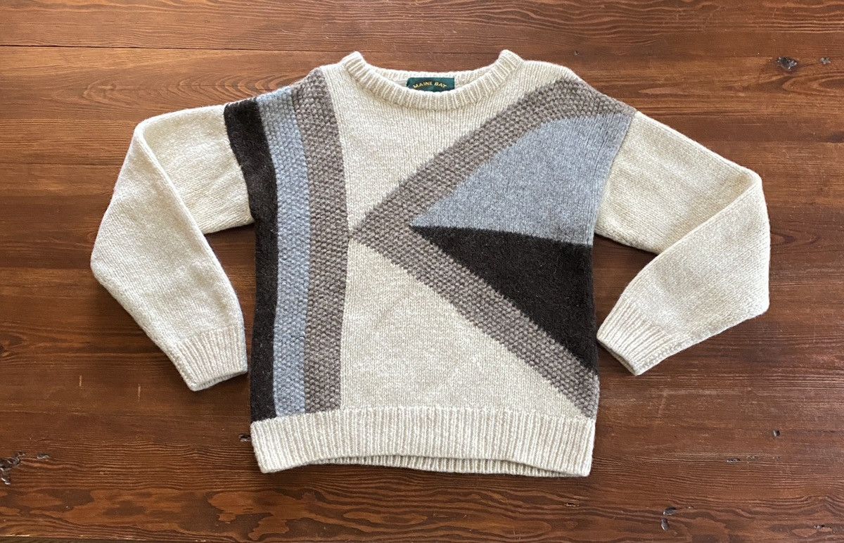 Vintage Vintage 80’s Maine Bay Women’s Geometric Knit Sweater Size M / US 6-8 / IT 42-44 - 2 Thumbnail