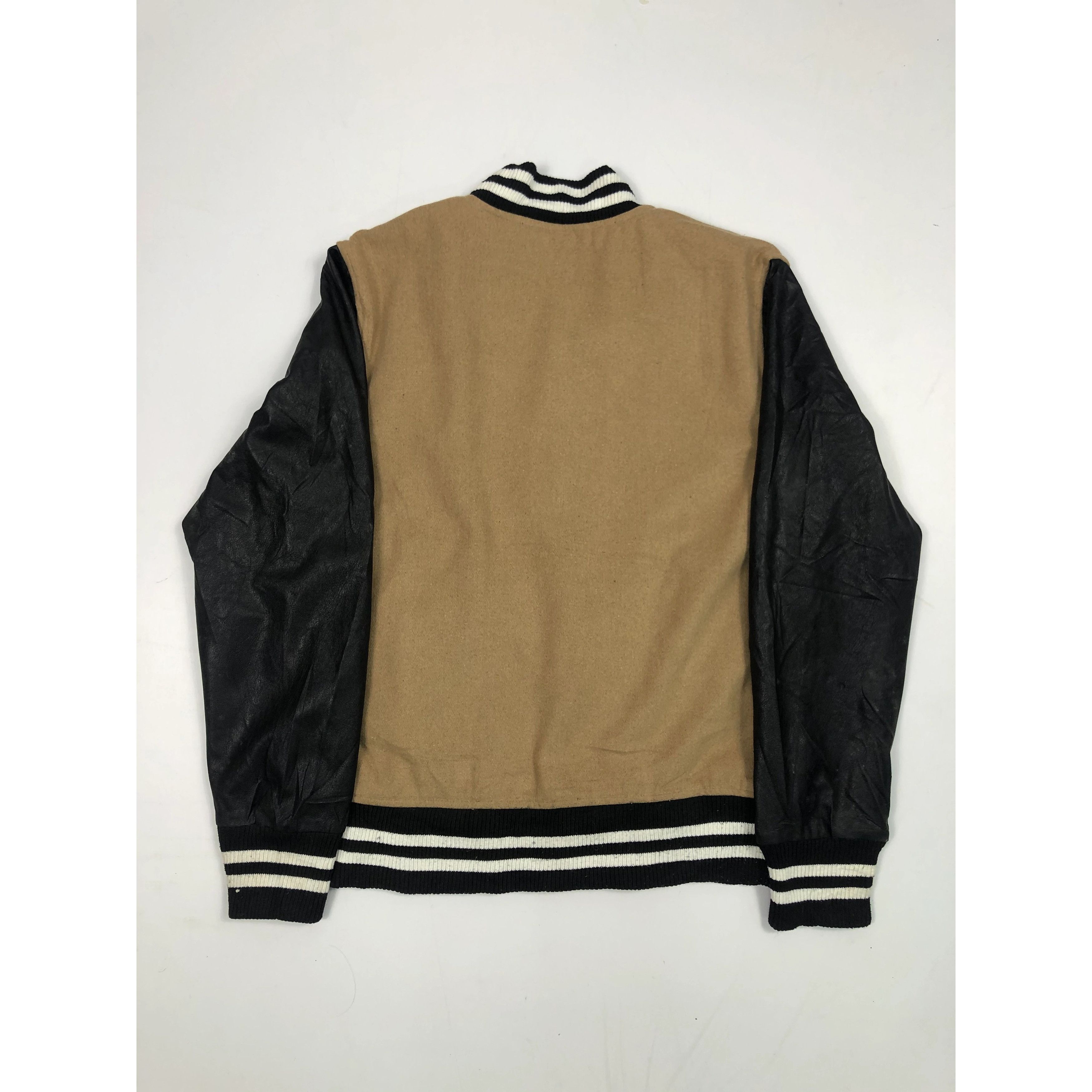Vintage Vintage 90s Spins Varsity Leather Sleeve Jacket V0078 Size US L / EU 52-54 / 3 - 2 Thumbnail