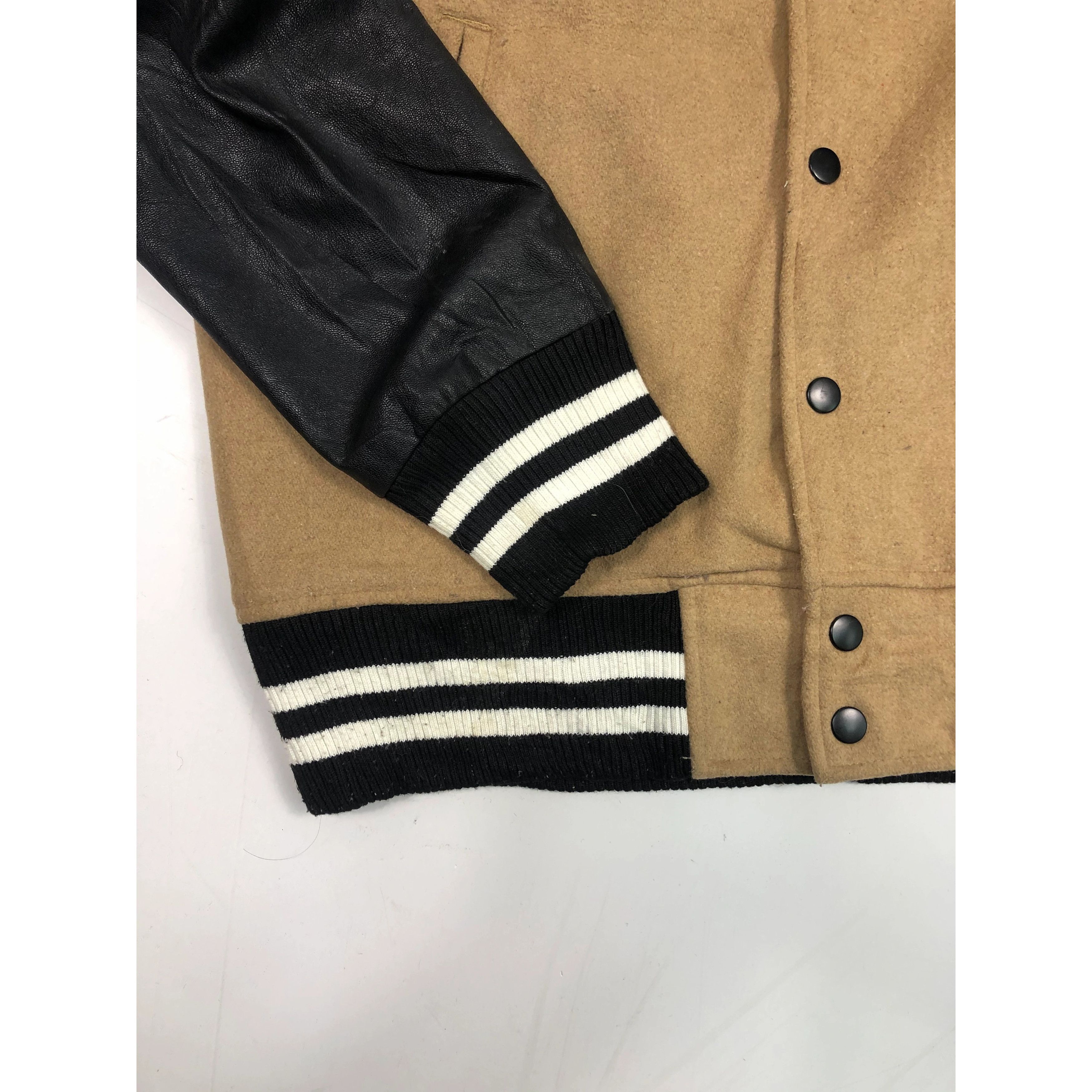 Vintage Vintage 90s Spins Varsity Leather Sleeve Jacket V0078 Size US L / EU 52-54 / 3 - 3 Thumbnail