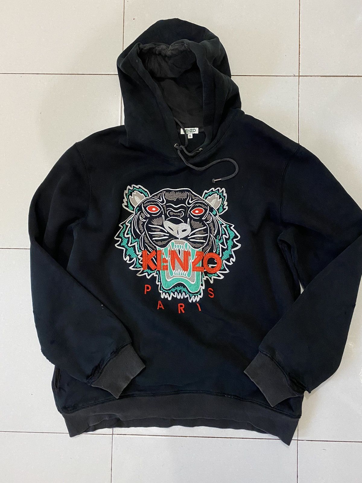 Kenzo Distressed KENZO Tiger Hoodie Size US XL / EU 56 / 4 - 4 Thumbnail