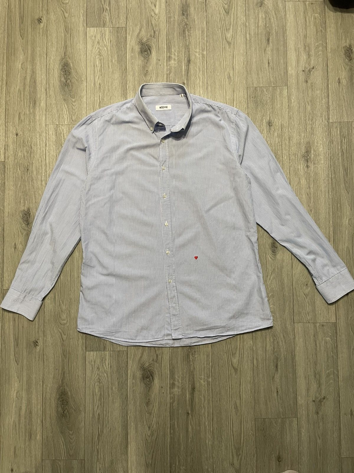 Moschino × Vintage Moschino Vintage Blue Heart Embroidered Shirt Size US M / EU 48-50 / 2 - 1 Thumbnail