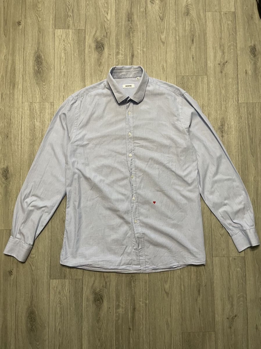 Designer × Moschino × Vintage Moschino Vintage Blue Heart Embroidered Shirt Size US M / EU 48-50 / 2 - 1 Thumbnail