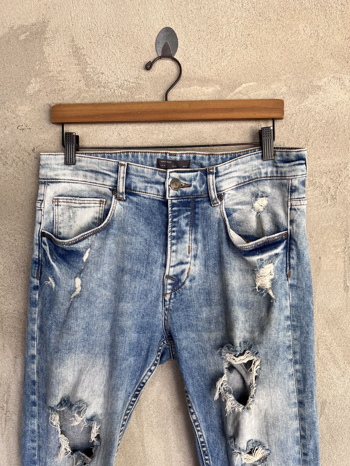 Zara Zara Distressed Denim Pant Size US 32 / EU 48 - 3 Thumbnail
