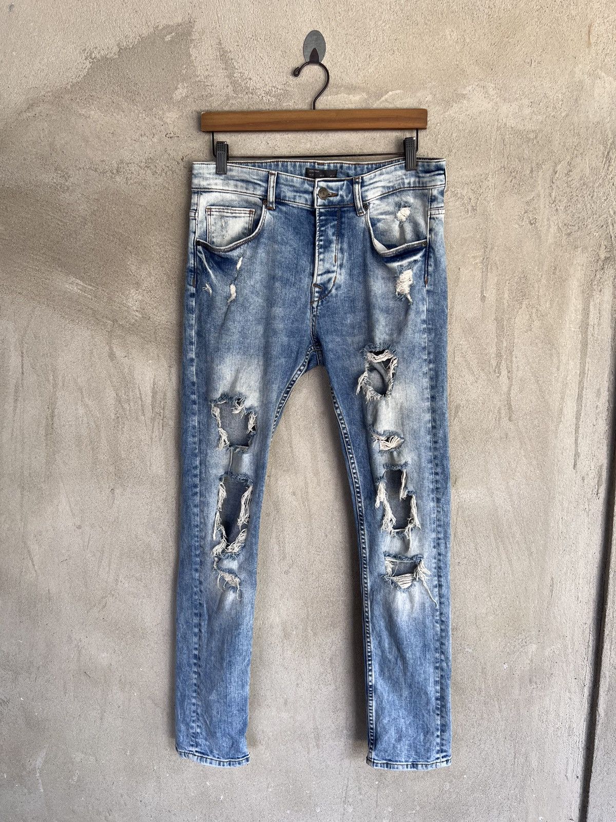 Zara Zara Distressed Denim Pant Size US 32 / EU 48 - 2 Thumbnail