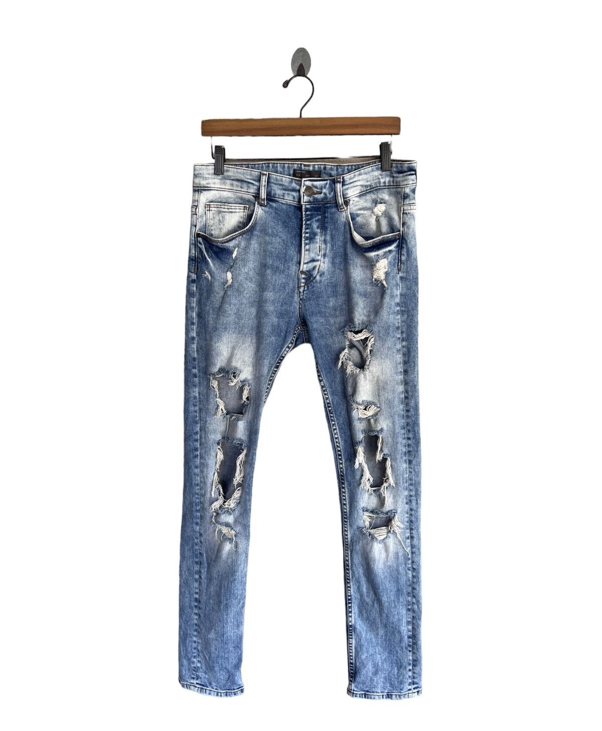 Zara Zara Distressed Denim Pant Size US 32 / EU 48 - 1 Thumbnail