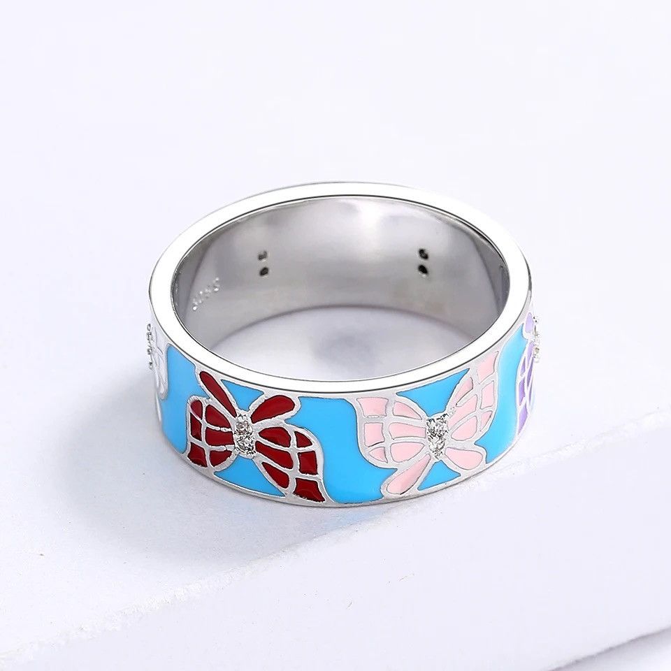 Japanese Brand × Jewelry × Vintage Creative Handmade Butterfly Enamel Ring Size ONE SIZE - 2 Thumbnail