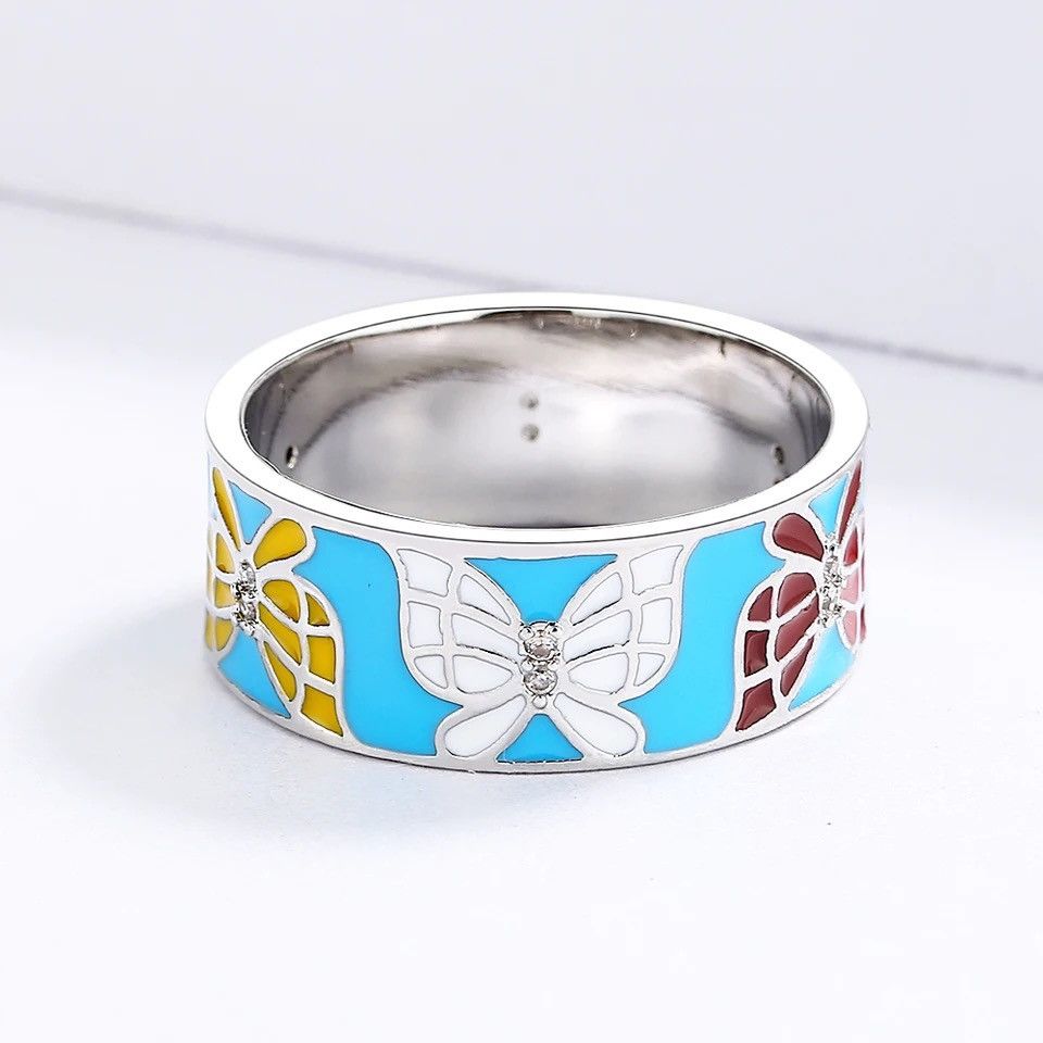 Japanese Brand × Jewelry × Vintage Creative Handmade Butterfly Enamel Ring Size ONE SIZE - 3 Thumbnail