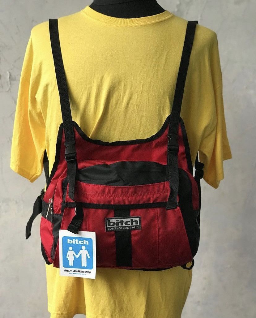 image of Girl Skateboards x Skategang Vintage Bitch Skateboards Cross Body Bag in Reds, Men's