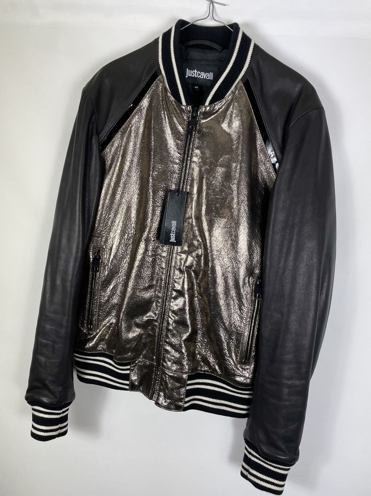 Just Cavalli DS! Just Cavalli Leather Metallic Bomber Jacket Size US S / EU 44-46 / 1 - 2 Thumbnail