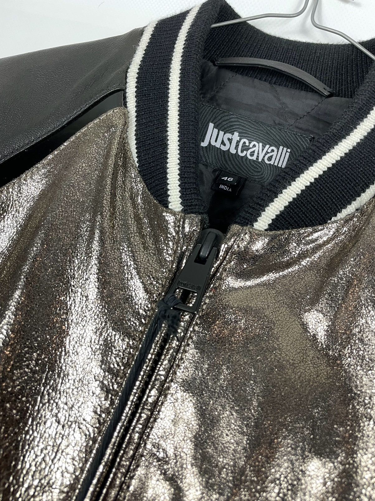 Just Cavalli DS! Just Cavalli Leather Metallic Bomber Jacket Size US S / EU 44-46 / 1 - 3 Thumbnail