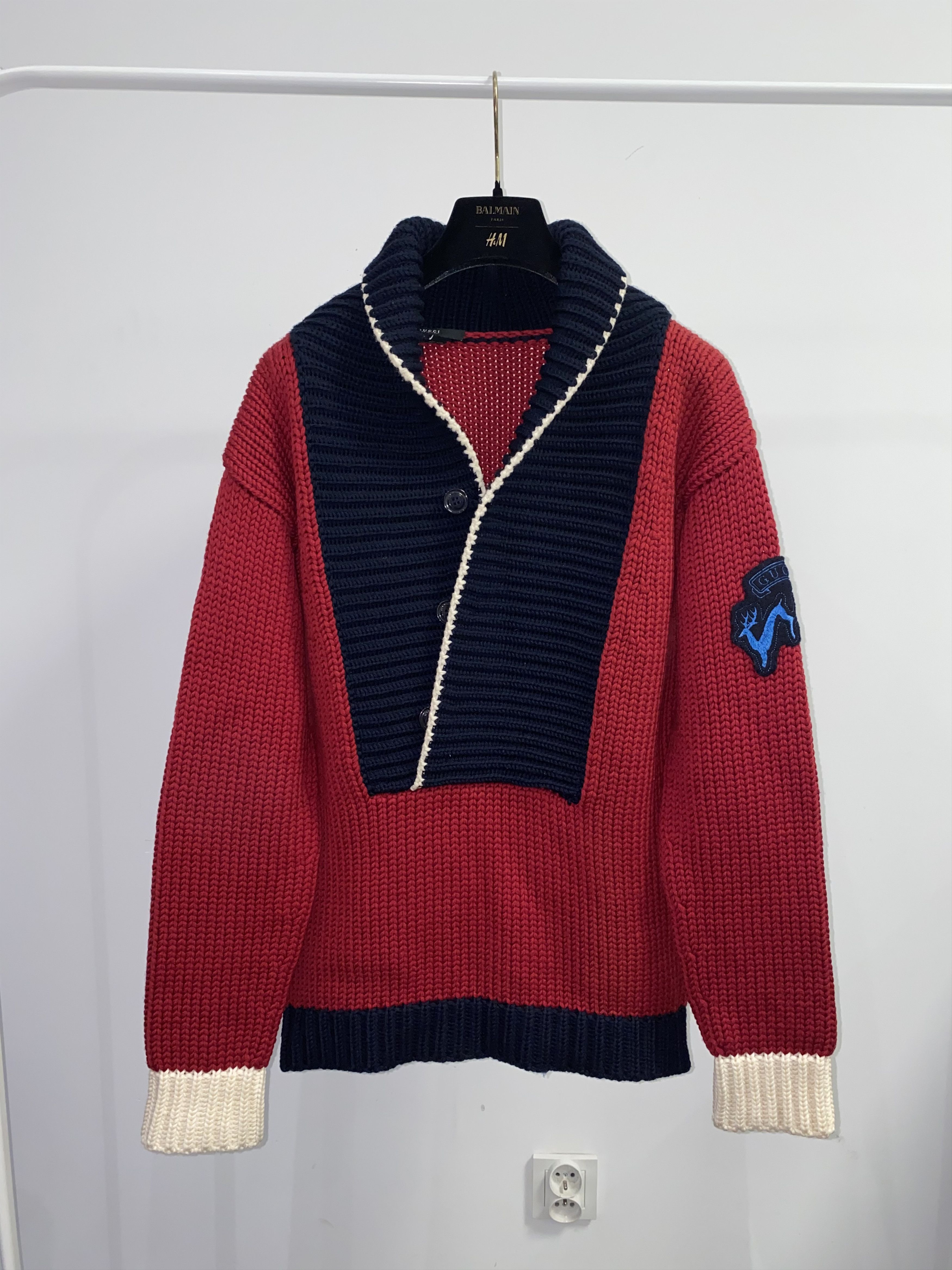 Gucci Tom Ford Era Sequin Collar Logo Gucci Handknit Wool Sweater Size US M / EU 48-50 / 2 - 1 Thumbnail