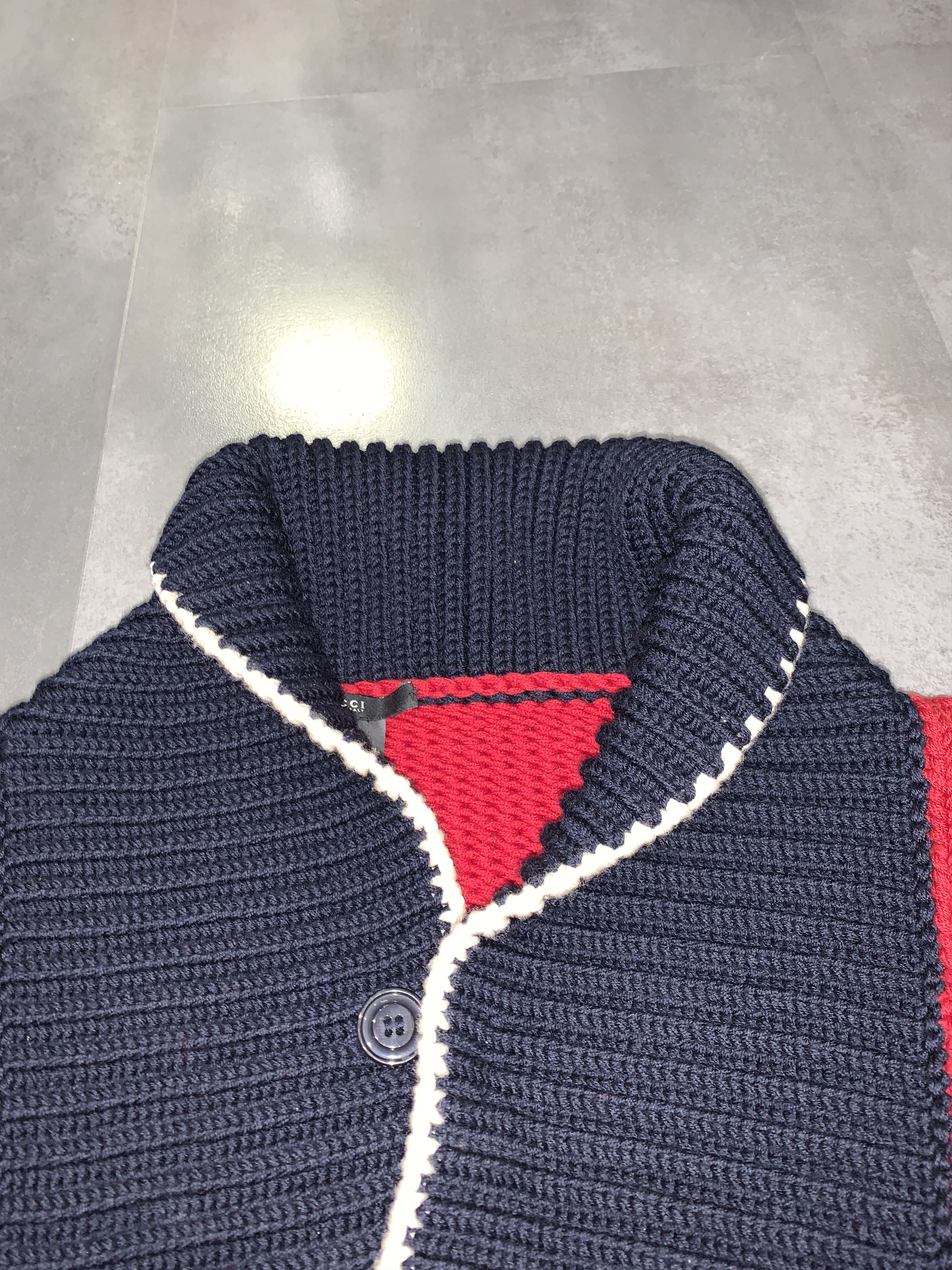 Gucci Tom Ford Era Sequin Collar Logo Gucci Handknit Wool Sweater Size US M / EU 48-50 / 2 - 13 Thumbnail