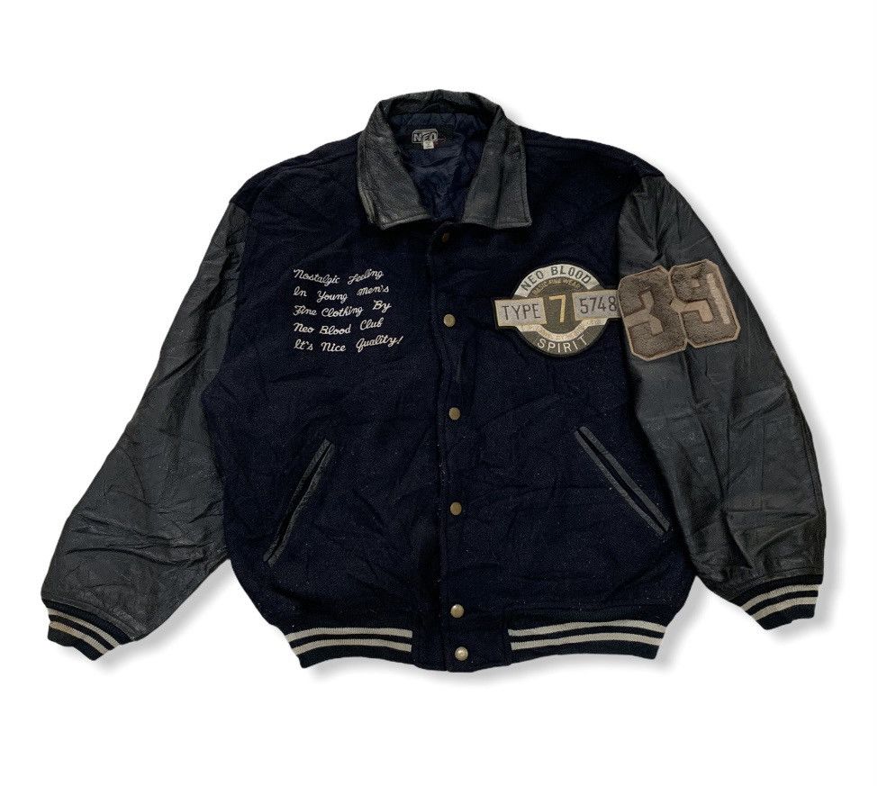 Japanese Brand 🔥Neo Blood Wool Leather Varsity Jacket Size US M / EU 48-50 / 2 - 2 Thumbnail
