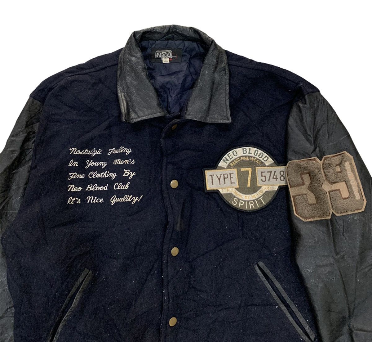 Japanese Brand 🔥Neo Blood Wool Leather Varsity Jacket Size US M / EU 48-50 / 2 - 3 Thumbnail