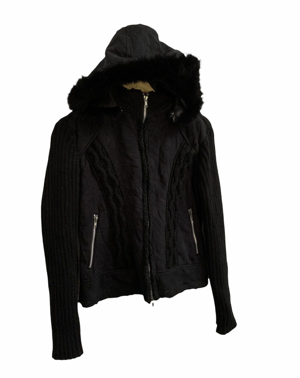If Six Was Nine ⚡️St. Chris Crop Knit Fur Hoodie Jacket Size S / US 4 / IT 40 - 2 Thumbnail
